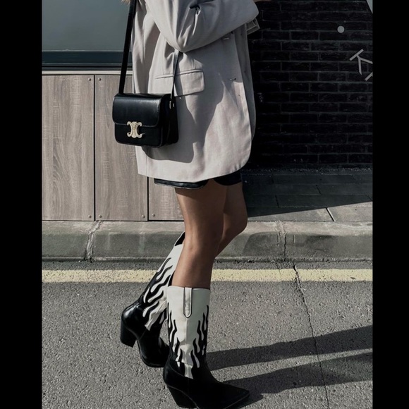 Zara Shoes Zara Contrasting Flame Cowboy Boots Poshmark